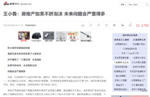 「王小鲁：房地产如果不挤泡沫-未来问题会严重得多」news.sina_.comより